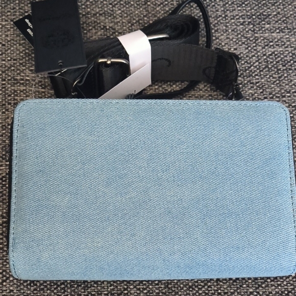 Ed Hardy Blue Crossbody Bag with Floral Embroidery - Picture 2 of 2